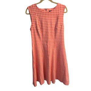 Tommy Hilfiger Pink White Gingham Sleeveless A Line Dress Size 12 Checked Zips